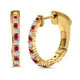 Half Eternity Huggie Hoop Earrings Round Simulated CZ 925 Sterling Silver (14mm)