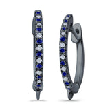 Half Eternity Hoop Earrings Round Simulated CZ 925 Sterling Silver (14mm)