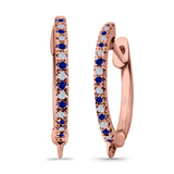 Half Eternity Hoop Earrings Round Simulated CZ 925 Sterling Silver (14mm)