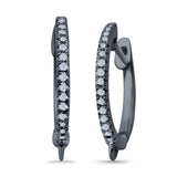 Half Eternity Hoop Earrings Round Simulated CZ 925 Sterling Silver (14mm)