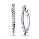 Half Eternity Hoop Earrings Round Simulated CZ 925 Sterling Silver (14mm)