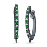 Half Eternity Hoop Earrings Round Simulated CZ 925 Sterling Silver (14mm)