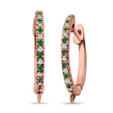 Half Eternity Hoop Earrings Round Simulated CZ 925 Sterling Silver (14mm)