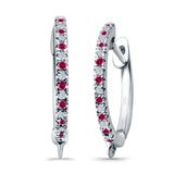 Half Eternity Hoop Earrings Round Simulated CZ 925 Sterling Silver (14mm)