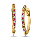Half Eternity Hoop Earrings Round Simulated CZ 925 Sterling Silver (14mm)