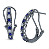 Half Eternity Heart Huggie Hoop Earrings Round Simulated CZ 925 Sterling Silver (18mm)