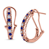 Half Eternity Heart Huggie Hoop Earrings Round Simulated CZ 925 Sterling Silver (18mm)