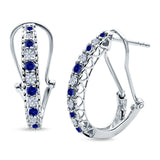 Half Eternity Heart Huggie Hoop Earrings Round Simulated CZ 925 Sterling Silver (18mm)