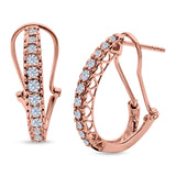 Half Eternity Heart Huggie Hoop Earrings Round Simulated CZ 925 Sterling Silver (18mm)