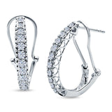 Half Eternity Heart Huggie Hoop Earrings Round Simulated CZ 925 Sterling Silver (18mm)