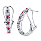 Half Eternity Heart Huggie Hoop Earrings Round Simulated CZ 925 Sterling Silver (18mm)