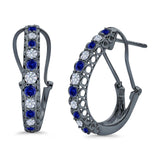 Half Eternity Huggie Hoop Earrings Round Simulated CZ 925 Sterling Silver (18mm)
