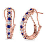Half Eternity Huggie Hoop Earrings Round Simulated CZ 925 Sterling Silver (18mm)