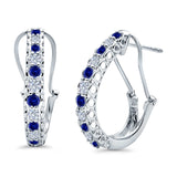 Half Eternity Huggie Hoop Earrings Round Simulated CZ 925 Sterling Silver (18mm)