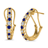 Half Eternity Huggie Hoop Earrings Round Simulated CZ 925 Sterling Silver (18mm)