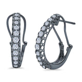 Half Eternity Huggie Hoop Earrings Round Simulated CZ 925 Sterling Silver (18mm)