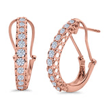 Half Eternity Huggie Hoop Earrings Round Simulated CZ 925 Sterling Silver (18mm)
