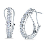 Half Eternity Huggie Hoop Earrings Round Simulated CZ 925 Sterling Silver (18mm)