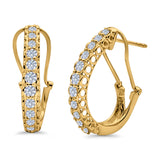 Half Eternity Huggie Hoop Earrings Round Simulated CZ 925 Sterling Silver (18mm)