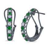 Half Eternity Huggie Hoop Earrings Round Simulated CZ 925 Sterling Silver (18mm)
