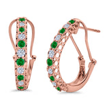 Half Eternity Huggie Hoop Earrings Round Simulated CZ 925 Sterling Silver (18mm)