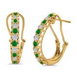 Half Eternity Huggie Hoop Earrings Round Simulated CZ 925 Sterling Silver (18mm)