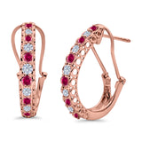 Half Eternity Huggie Hoop Earrings Round Simulated CZ 925 Sterling Silver (18mm)