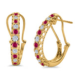 Half Eternity Huggie Hoop Earrings Round Simulated CZ 925 Sterling Silver (18mm)
