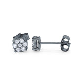Simulated CZ Round Design Stud Earrings 925 Sterling Silver (5.3mm)