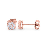 Simulated CZ Round Design Stud Earrings 925 Sterling Silver (5.3mm)