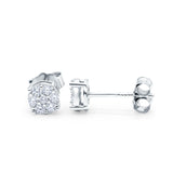 Simulated CZ Round Design Stud Earrings 925 Sterling Silver (5.3mm)