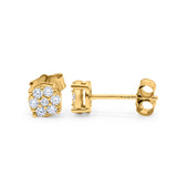 Simulated CZ Round Design Stud Earrings 925 Sterling Silver (5.3mm)
