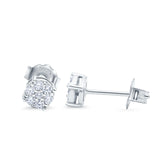 Simulated CZ Round Stud Earrings 925 Sterling Silver (4.7mm)