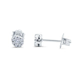 Simulated CZ Round Design Stud Earrings 925 Sterling Silver (4.5mm)