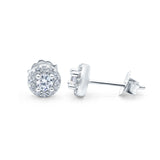 Simulated CZ Round Stud Earrings Design 925 Sterling Silver (6.3mm)