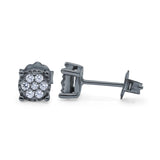 Stud Earrings Design Simulated CZ Round 925 Sterling Silver (5.9mm)
