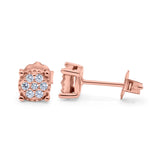 Stud Earrings Design Simulated CZ Round 925 Sterling Silver (5.9mm)
