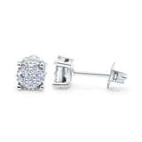 Stud Earrings Design Simulated CZ Round 925 Sterling Silver (5.9mm)