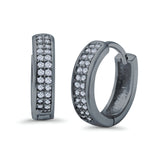 Half Eternity Hoop Earrings Round Simulated CZ 925 Sterling Silver (14mm)