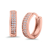 Half Eternity Hoop Earrings Round Simulated CZ 925 Sterling Silver (14mm)