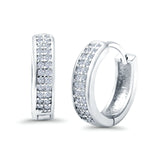 Half Eternity Hoop Earrings Round Simulated CZ 925 Sterling Silver (14mm)
