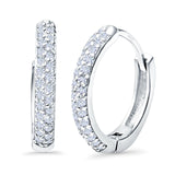 Half Eternity Hoop Earrings Round Simulated CZ 925 Sterling Silver (14mm)