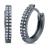 Half Eternity Hoop Earrings Round Simulated CZ 925 Sterling Silver (14mm)