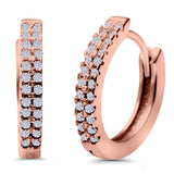 Half Eternity Hoop Earrings Round Simulated CZ 925 Sterling Silver (14mm)