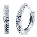Half Eternity Hoop Earrings Round Simulated CZ 925 Sterling Silver (14mm)