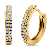 Half Eternity Hoop Earrings Round Simulated CZ 925 Sterling Silver (14mm)