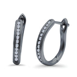 Half Eternity Round Hoop Earrings Simulated CZ 925 Sterling Silver (14mm)