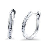 Half Eternity Round Hoop Earrings Simulated CZ 925 Sterling Silver (14mm)