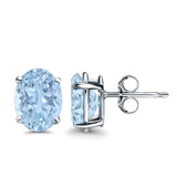 Art Deco Oval Wedding Bridal Solitaire Stud Earrings Simulated CZ 925 Sterling Silver-7mmx5mm