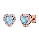 Heart shape Stud Earrings Wedding Simulated CZ 925 Sterling Silver (10mm)